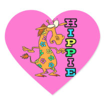 cute hippie flowers giraffe cartoon character heart sticker