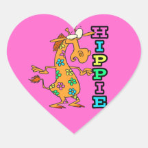 cute hippie flowers giraffe cartoon character heart sticker