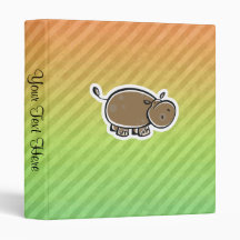 Cute Hippo; Colourful 3 Ring Binder