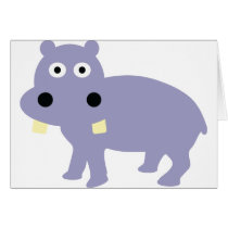 Cute Hippo Comic Style - hippopotamus Card