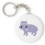 Cute Hippo Comic Style - hippopotamus Key Chain