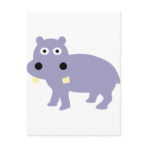 Cute Hippo Comic Style - hippopotamus Post Cards