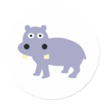 Cute Hippo Comic Style - hippopotamus Round Sticker