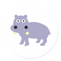 Cute Hippo Comic Style - hippopotamus Round Sticker