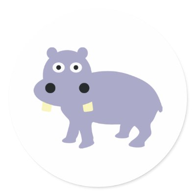 Cute Hippo Comic Style - hippopotamus Round Sticker by Tomaniac