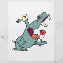 cute hippo eating apple cartoon custom flyer