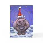 Cute Hippo Holiday Greeting Card
