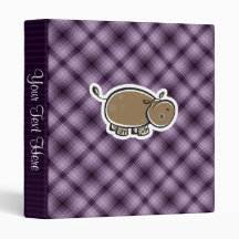 Cute Hippo; Purple 3 Ring Binders