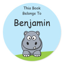 Cute Hippo Round Sticker