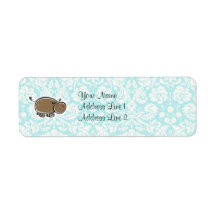 Cute Hippo; Teal Labels