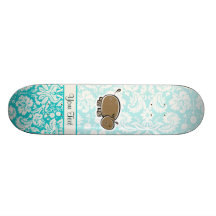 Cute Hippo; Teal Skate Board Decks