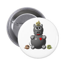 Cute Hippo with Hamsters! Button