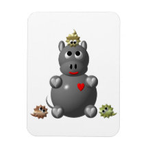 Cute Hippo with Hamsters Magnet