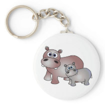 Cute Hippos Mom and Baby Key Chain