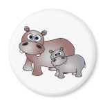 Cute Hippos Mom and Baby Refrigerator Magnets