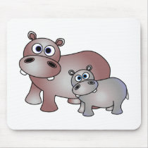 Cute Hippos Mom and Baby Mouse Pads