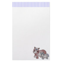 Cute Hippos Mom and Baby Stationery