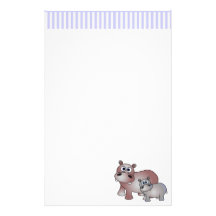 Cute Hippos Mom and Baby Stationery