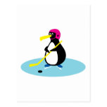 cute hockey penguin post cards