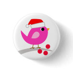 Cute Holiday Bird Pinback Button