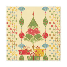 Cute Holiday Christmas Tree Ornaments Presents Gallery Wrap Canvas