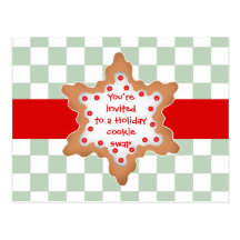 Cute holiday cookie swap postcard