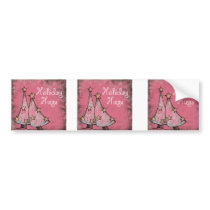 cute holiday hugs pink christmas trees bumper stickers