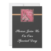 cute holiday hugs pink christmas trees custom announcement