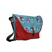 Cute Holiday Penguin Pattern Courier Bag