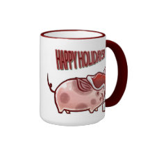 Cute Holiday Pig Happy Holidays Mug