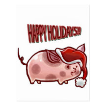 Cute Holiday Pig Post Cards
