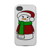 Cute Holiday Snowman Tough Iphone 4 Cases