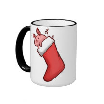 Cute Holiday Stocking Piglet Mug