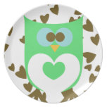 Cute Hoot Owl with Hearts plates