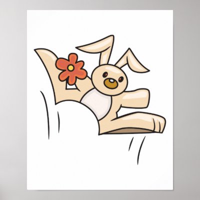 cute hopping bunny with flower print by doonidesignsanimals