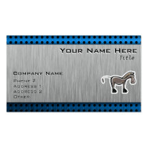 Cute Horse; Metal-look Business Card Templates