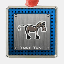 Cute Horse; Metal-look Christmas Tree Ornaments