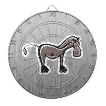 Cute Horse; Metal-look Dartboard With Darts