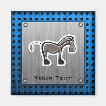 Cute Horse; Metal-look Fridge Magnets