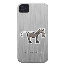 Cute Horse; Metal-look iPhone 4 Case
