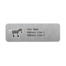 Cute Horse; Metal-look Return Address Label