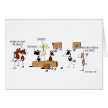 Cute Horses Play Horseshoes Cartoon Greeting Cards