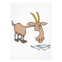cute hungry goat cartoon invitation