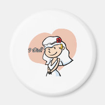 Cute "I did" Cartoon Bride Refrigerator Magnets