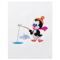 cute ice fishing little penguin full color flyer
