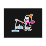 cute ice fishing little penguin postcard