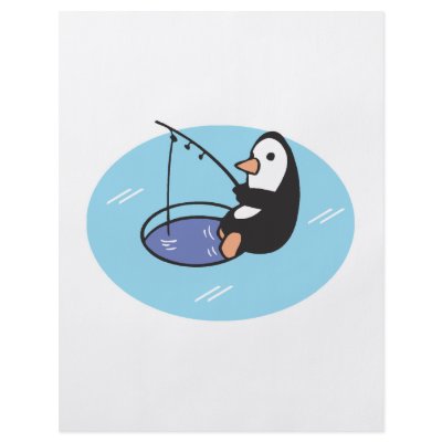 cute ice fishing penguin flyer design by doonidesignsanimals