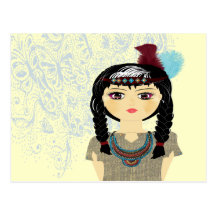 Cute Indian Girl Butterflies Postcard