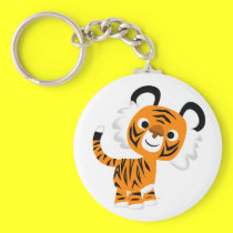 Cute Inquisitive Cartoon Tiger Keychain