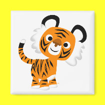 Cute Inquisitive Cartoon Tiger Magnet